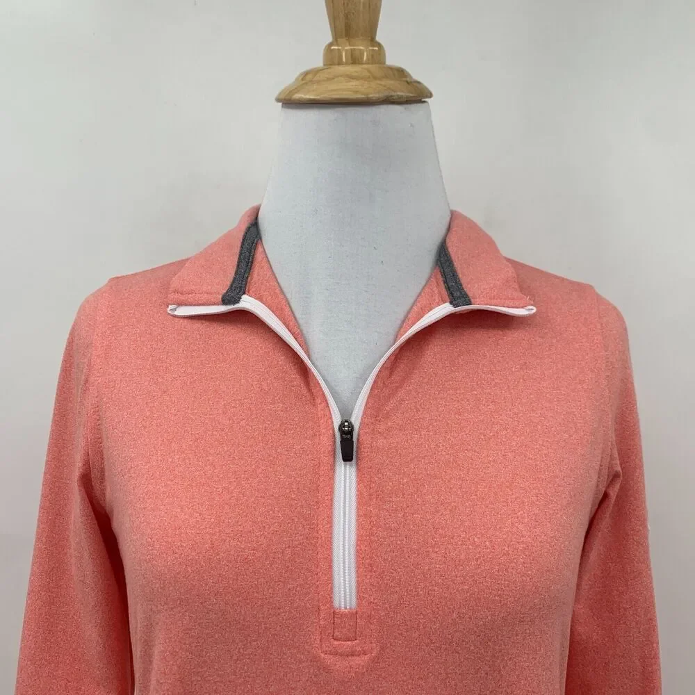Straight Down Skye Sweater Women XS Salmon Pink Quarter Zip Pullover The Alisan